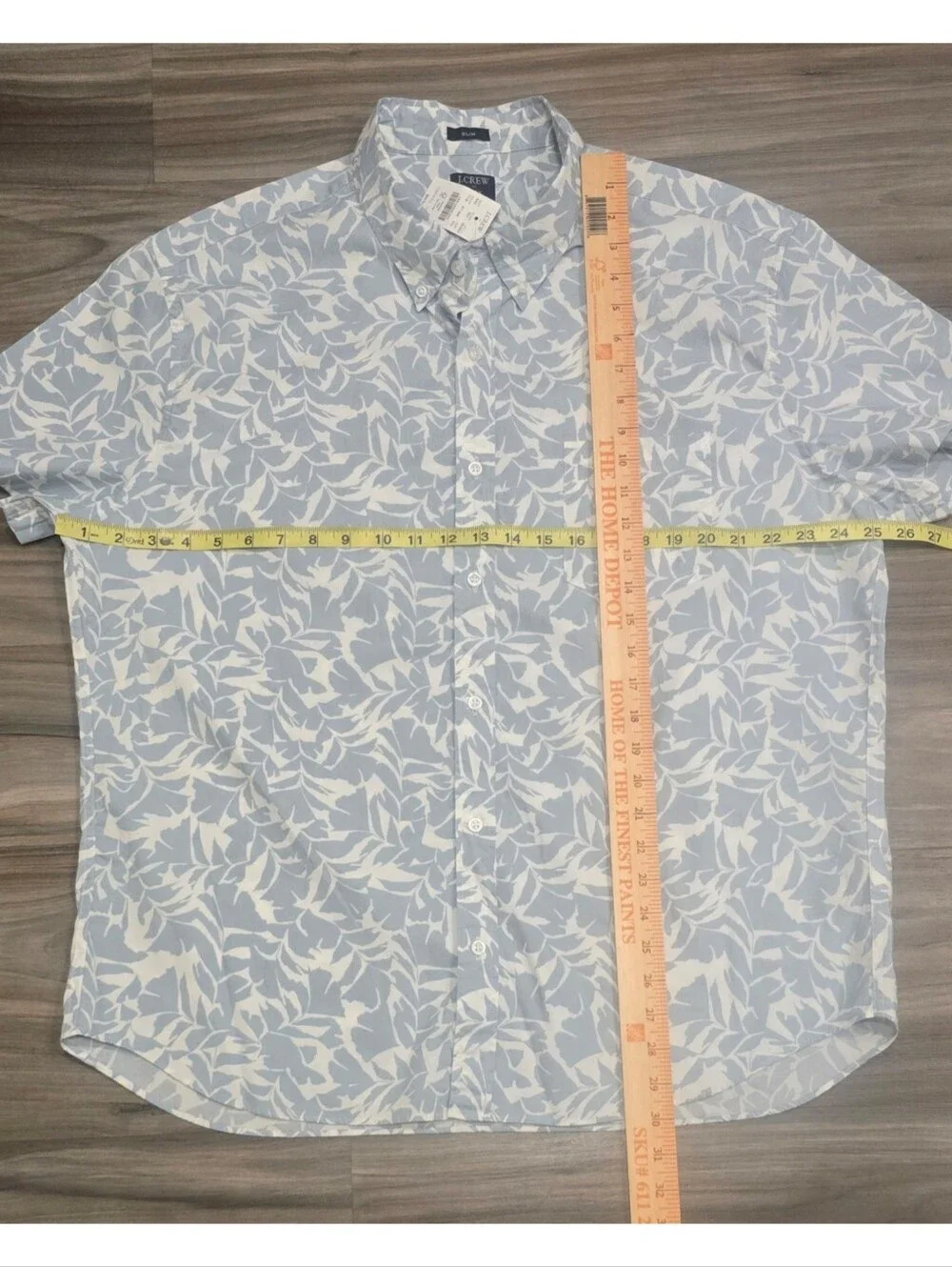 J.Crew Re-Imagined Men’s Flex Washed Slim Shirt XXL Blue Leaf Print NWT